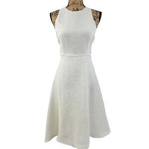 NATORI Women's Regular Plisse Crepe Flare Sleeveless Dress Size 8 Snow White New